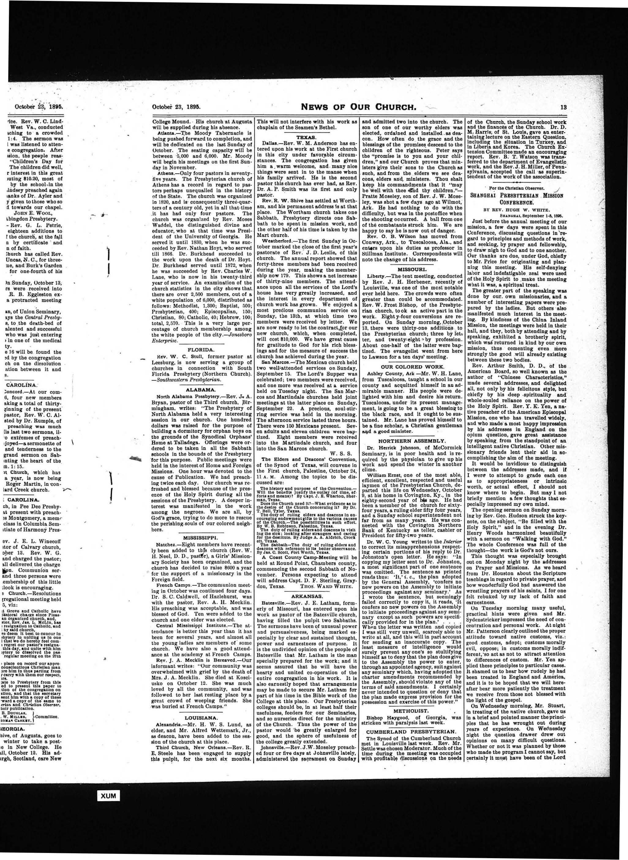 Report on North Alabama Presbytery